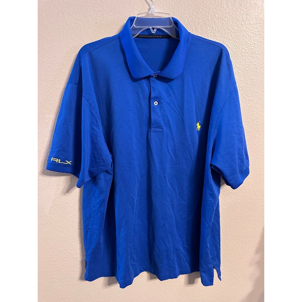 RLX Ralph Lauren Golf Polo Shirt Mens Performance Blue Short Sleeve